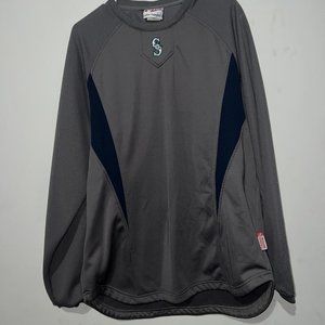 Seattle‎ Mariners Majestic Sweater Mens Large Grey Thermal Pullover MLB (2)